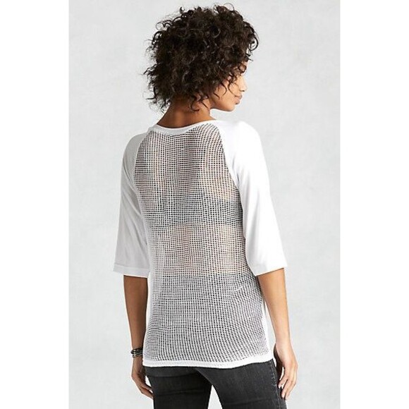 New Womens S NWT True Religion White Mesh Back Top Modal USA Joan Smalls Reverse